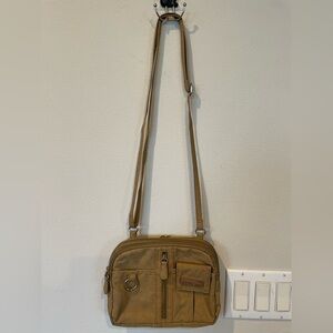 MULTI SAC Nylon  Tan Zip Travel  Crossbody Bag  Pockets